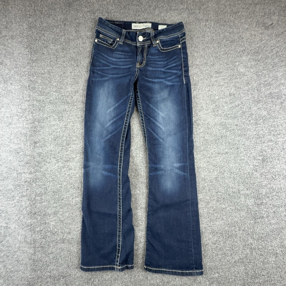 BKE Dakota Jeans Womens 27R Medium Wash Low Rise Bootcut Rhinestone Embroidered
